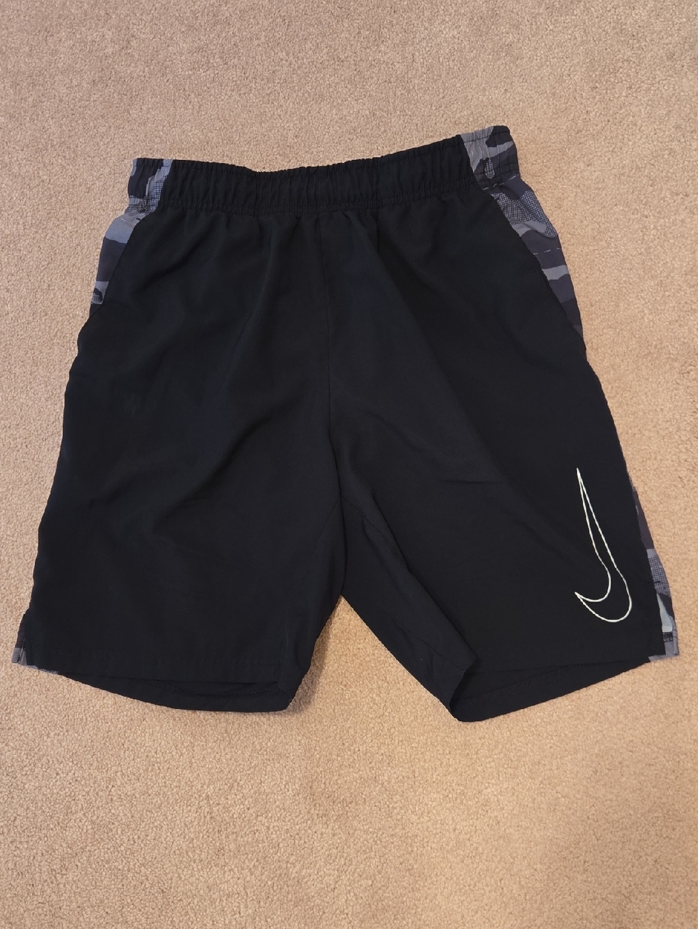 Nike Black Shorts with Gray Camo Side Panels